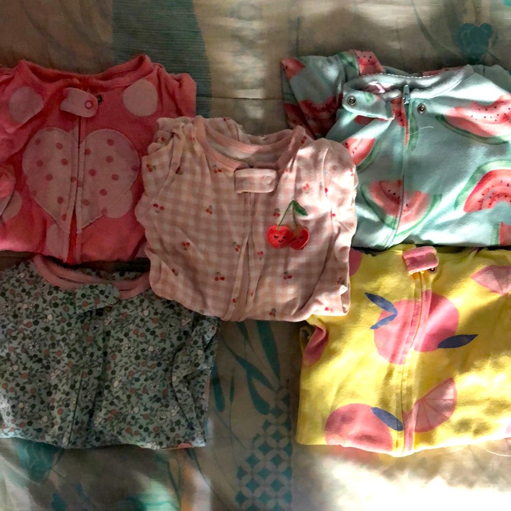 5 one piece pjs for 24 month old baby girl.
